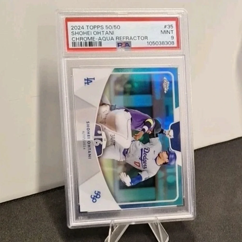 2024 Topps Chrome 50/50 Shohei Ohtani Aqua Refractor /75 PSA 9 MINT Dodgers MVP
